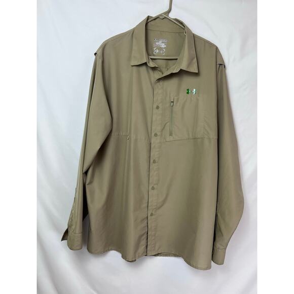 Under Armour Men's 2XL Tan Long Sleeve Vented  Fishing Shirt - Picture 1 of 12